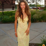 Women's Floral Print Backless Maxi Dress