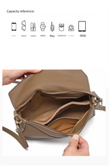 Pure 100% Cowhide Leather Women's Geometric Solid Color Shoulder Bag For Ladies Large Capacity Pillow Crossbody Handbag Luxury