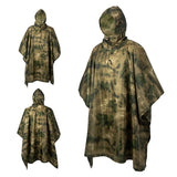 Military Camo Waterproof Rain Poncho & Shelter