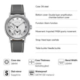 FARASUTE Retro Luxury Alarm Clock Quartz Watch Men Waterproof Night Light Wristwatch Casual Sapphire Stainless Steel Male Reloj