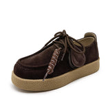 AIYUQI Women's Suede Leather Platform Loafers – British Style