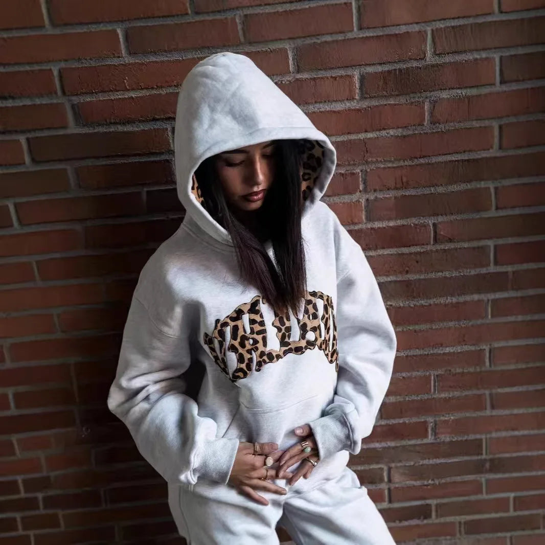Men's Leopard Print Hoodie & Pants Set