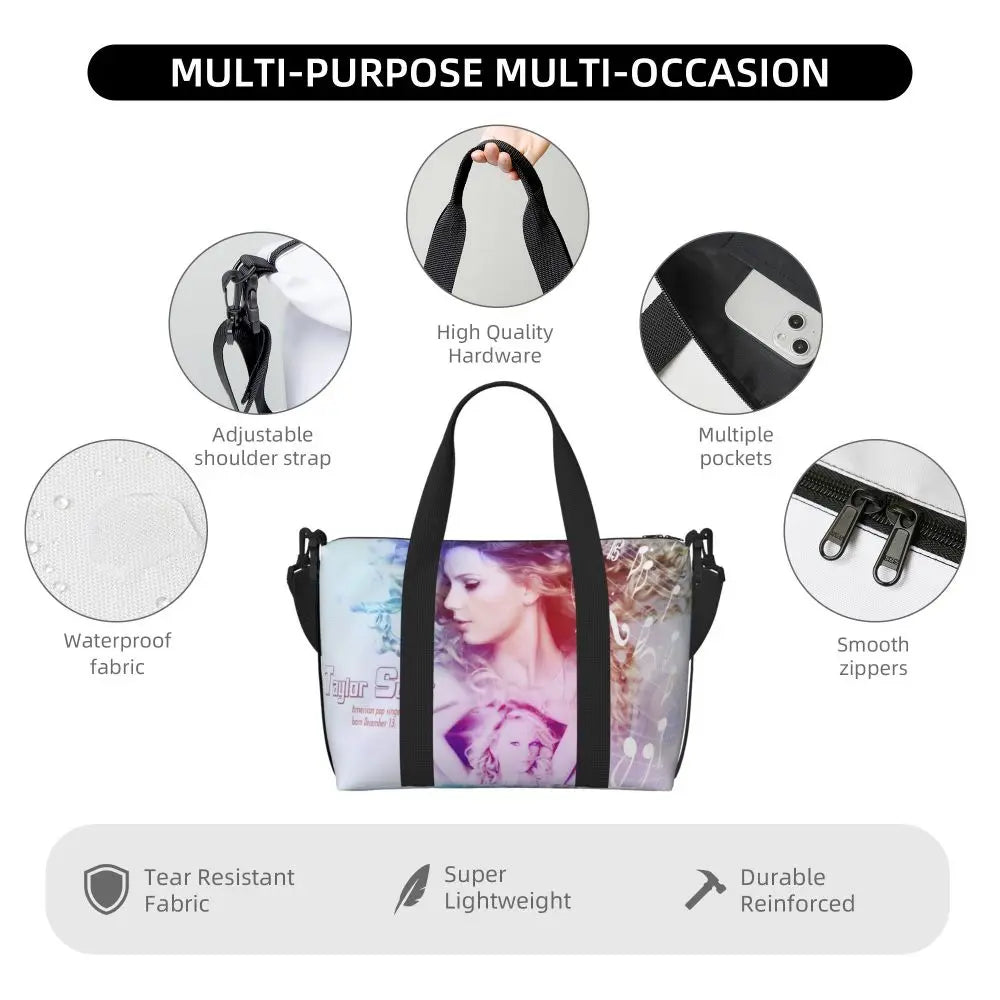 Custom The Eras Tour 1989 Taylor's Swift's American Pop Singer Tote Bag Women Large Capacity Beach Gym Travel Bags