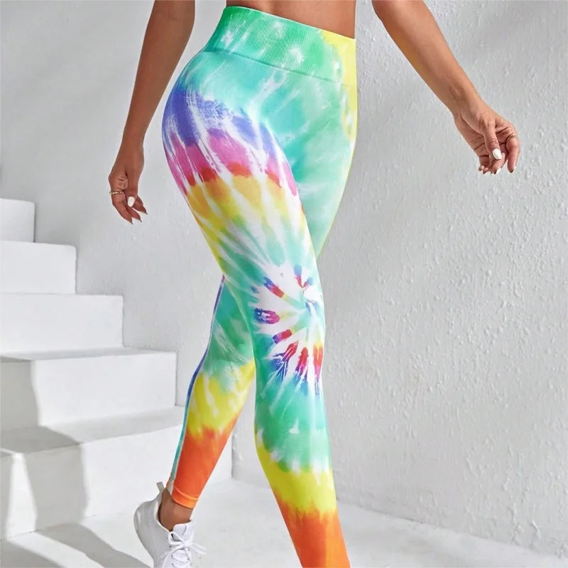 Women's 3D Tie-Dye Seamless Push-Up Leggings