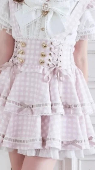 Lolita Plaid Strap Skirt – High Waist Mini for Women