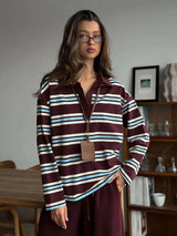 Vintage Striped Oversized Polo Shirt