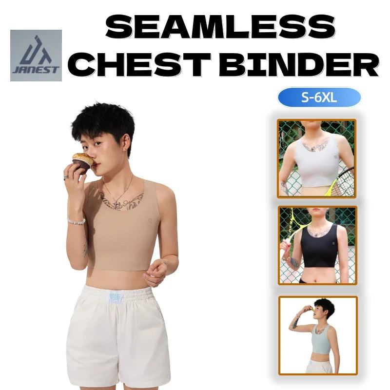 Seamless Pullover Chest Binder – Breathable USA-Made Comfort Sportswear Thin Vest