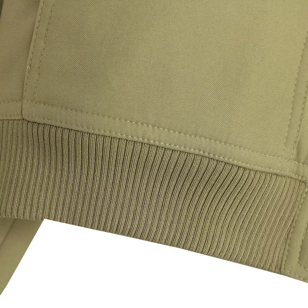 Women’s Vintage Utility Bomber Jacket – Chic Button-Down Outerwear