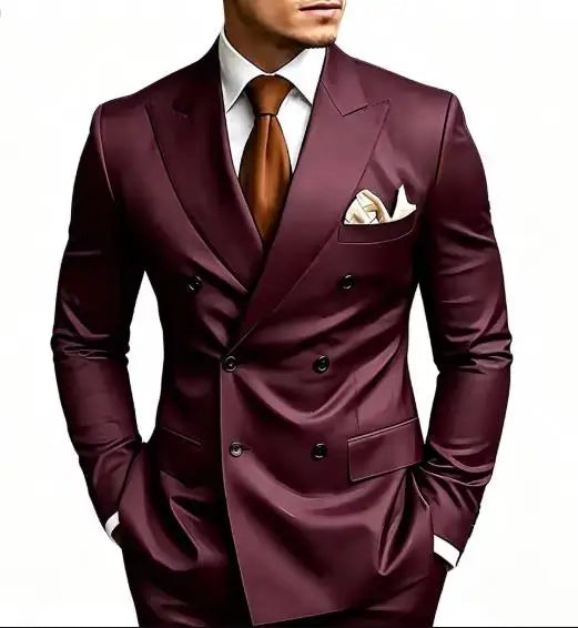 Men’s Double-Breasted Suit for Weddings & Business