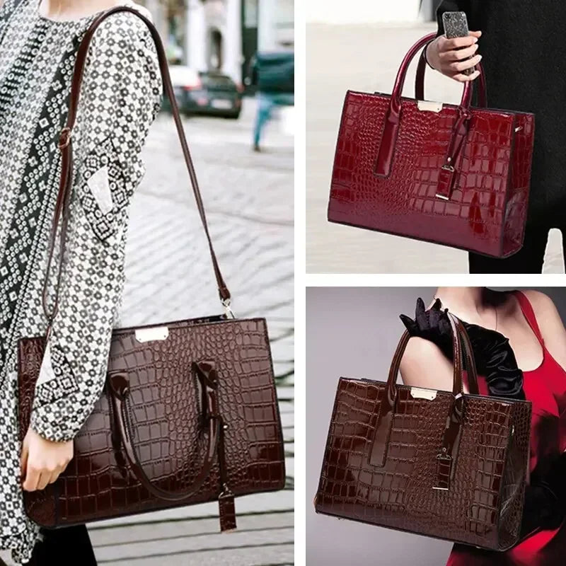 Luxury Vintage Crocodile Pattern Tote