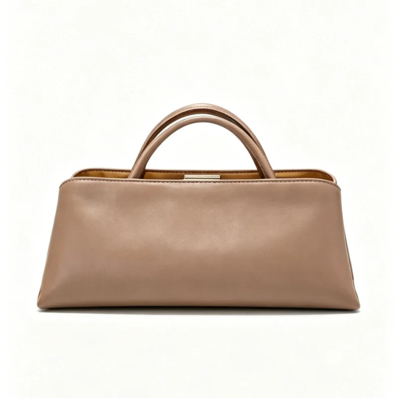 Minimalist Rectangular Frame Handbag Metal Lock Hard Shell Top Handle Bag Elegant Office Commute Shoulder Purse For Women