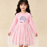New Girls Dress Spring Autumn Kids Long Sleeve Princess Dress For Children Fashion Clothes Baby Birthday Party Clothing Unicorn