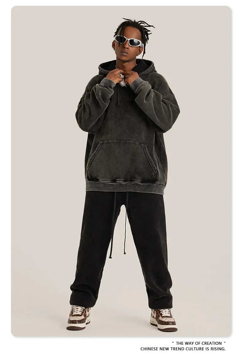 Vintage Wash Oversized Cotton Hoodie