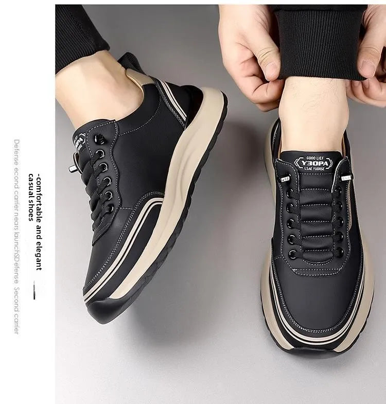 2026 Mens Leather Casual Shoes Slip On Comfortable Breathable Lightweight Non Slip Waterproof Loafers