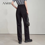 AMII Minimalist 2025 Autumn New Arrival Pants Minimalism Retro Casual Office Lady Pure Cotton Jeans Women Denim Trouser 12543141