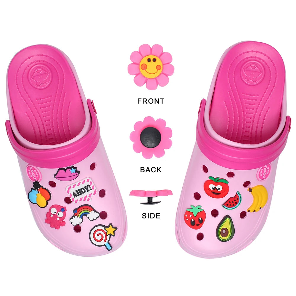 30-200PCS Random Cartoon Shoe Charms For Bubble Slides Clogs Sandals Crocs, Shoes Decrations Accessories Buckle For Friend Gifts
