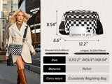 Women Checkered Bum Bag Casual Fanny Pack Large Capacity Crossbody Adjustable Strap Simple Shoulder Mommy Bag Daily Travel Tote