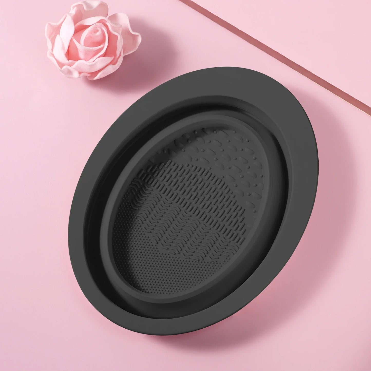 USA-Made Silicone Makeup Brush Cleaner Pad & Foldable Cleaning Bowl