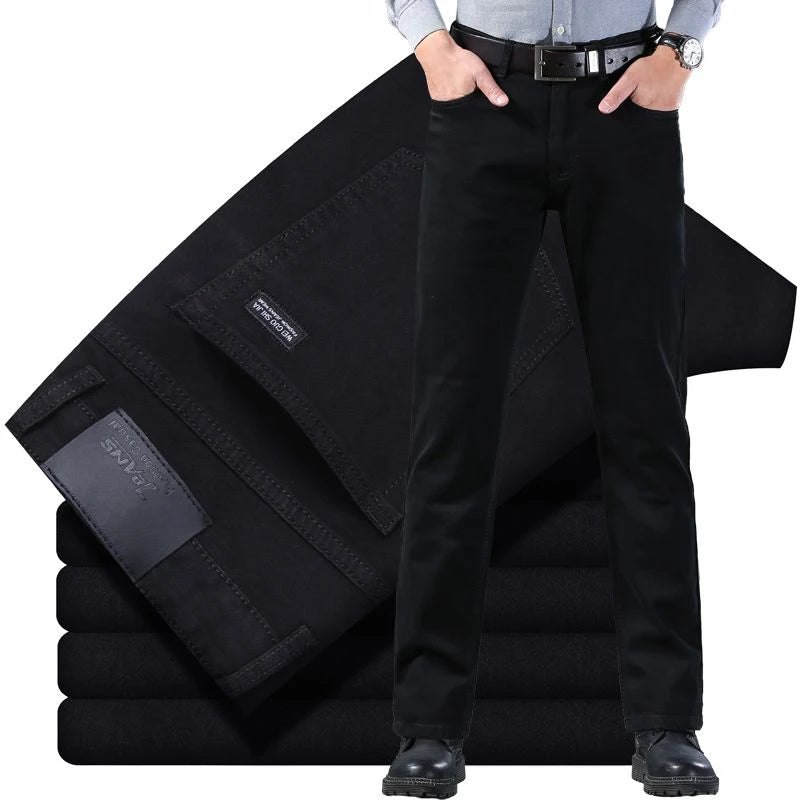 Men’s Classic Black Straight-Leg Stretch Jeans