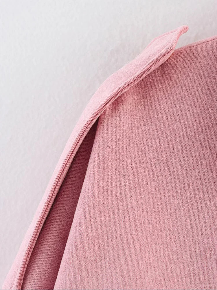 Women's Suede Bomber Jacket – Elegant Oversized Coat
