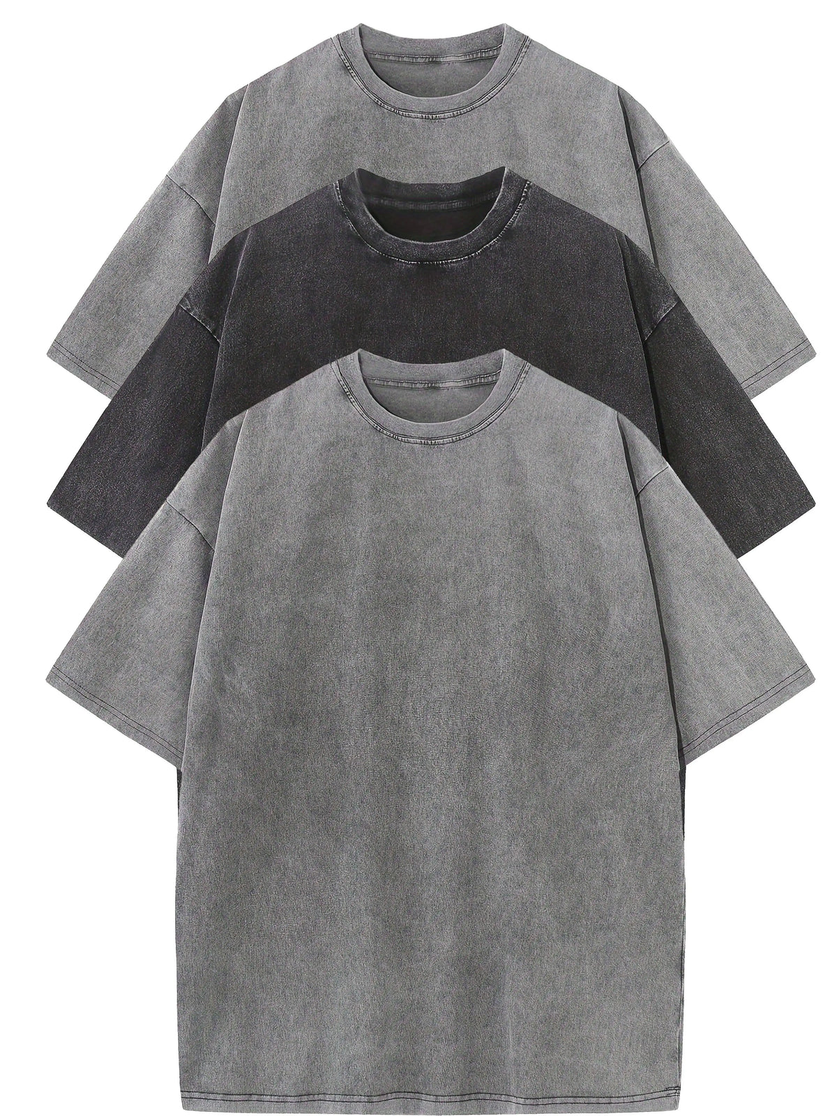 3pcs Men's 100% Cotton Loose-Fit T-Shirts in Solid Colors Casual Short Sleeve Crew Neck Ideal for Summer Outdoor