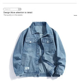 Autumn Men Solid Workwear Denim Jackets Fashion Motorcycle Vintage Jeans Jackets Hommes Slim Fit Cotton Casual Black Blue Coats
