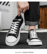 Men's Plus Size Canvas Sneakers — Breathable Lace-Up Casual Flat Shoes