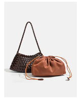 High End Fashion Handbag Messenger Bag with Large Inner Pocket, Popular Pure Hand Woven Bag for Women Tote Shoulder Underarm Bag