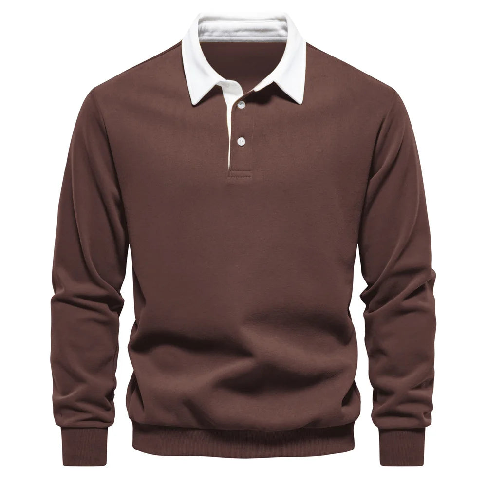 Men's Relaxed Polo Collar Sweater – Autumn Long Sleeve