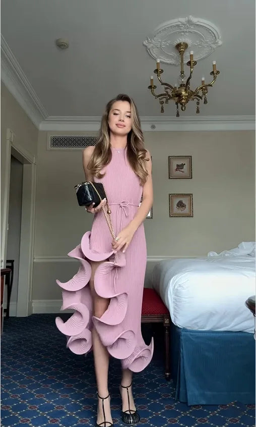 Summer Elegance: Women’s  Irregular Sleeveless Maxi Dress