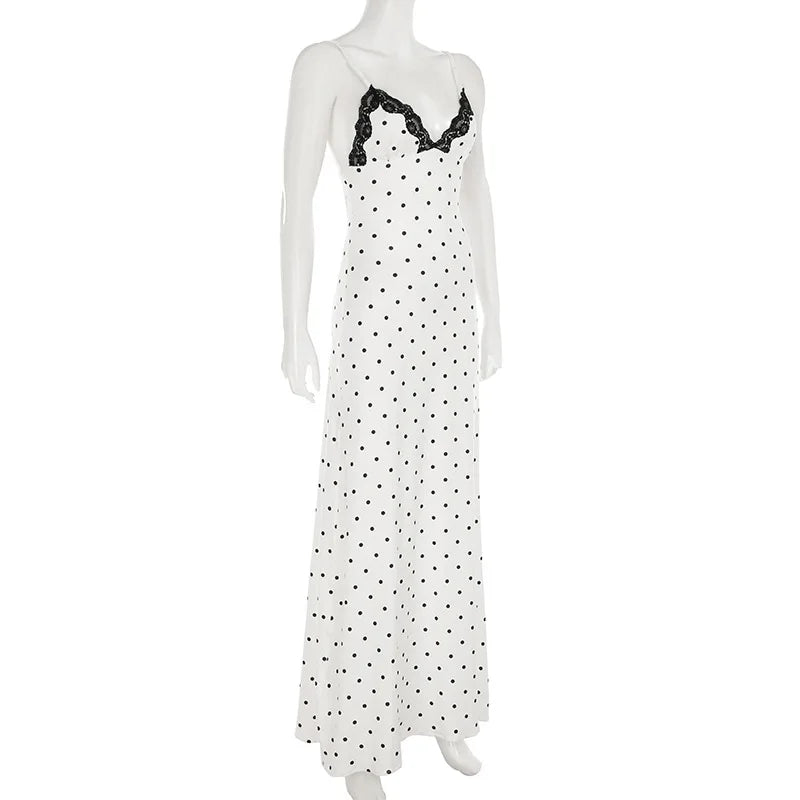 V-Neck Lace Patchwork Maxi Gown