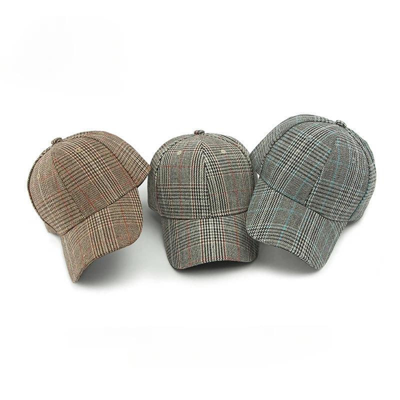 Unisex Checkered Baseball Cap with Adjustable Strap