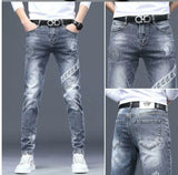 Men's Printed Stretch Slim Fit Denim Jeans