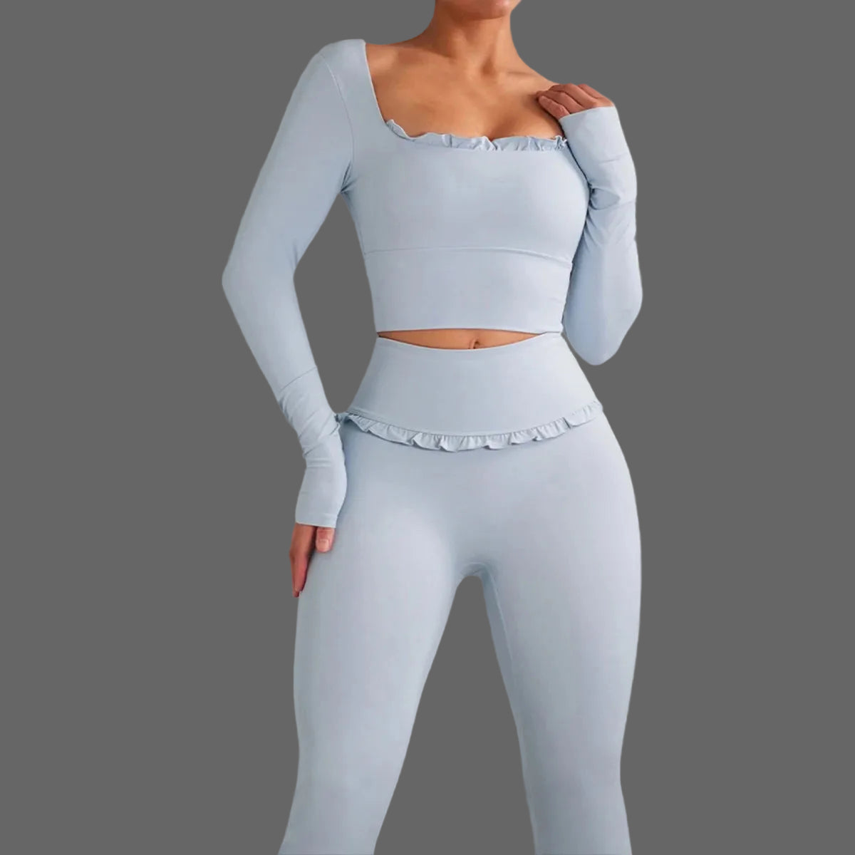 Premium Women’s 2-Piece Yoga & Gym Set – Long Sleeve Quick-Dry Sportswear