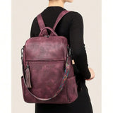 Women's Genuine Leather Laptop Backpack — 15.6" Retro Style