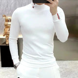 Spring Autumn Fashion Sweatshirt Men Trendy Handsome Velvet Warm Tops High-end Bottoming Long-sleeved T-shirt Chic Male Clothes