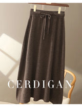 Wool A-Line Midi Skirt – Women's Knit Autumn Winter