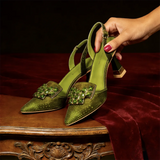 Women's Pointed-Toe Slingback Stiletto Heels with Sparkle Detail