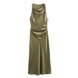 Elegant Satin Summer Slip Dress | Chic Evening Midi for Women