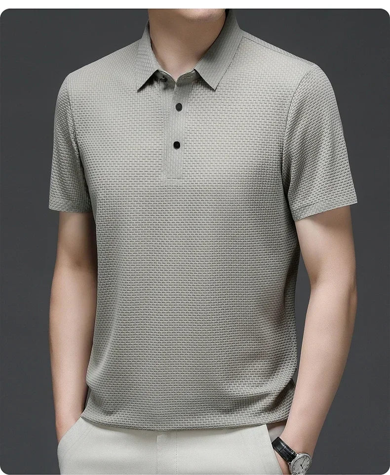 Men's Ice Silk Polo Shirt – Breathable Smart Casual Tee