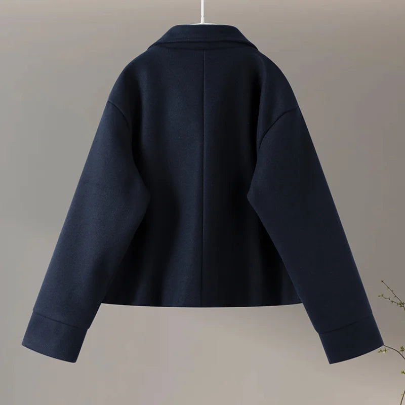 Stand Collar Woolen Short Coat