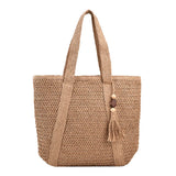 Woven Handbags Ladies Summer Woven Totes Bag with Tassel Women Shoulder Bag Large Capacity Fashion Straw Female Shopper Bag