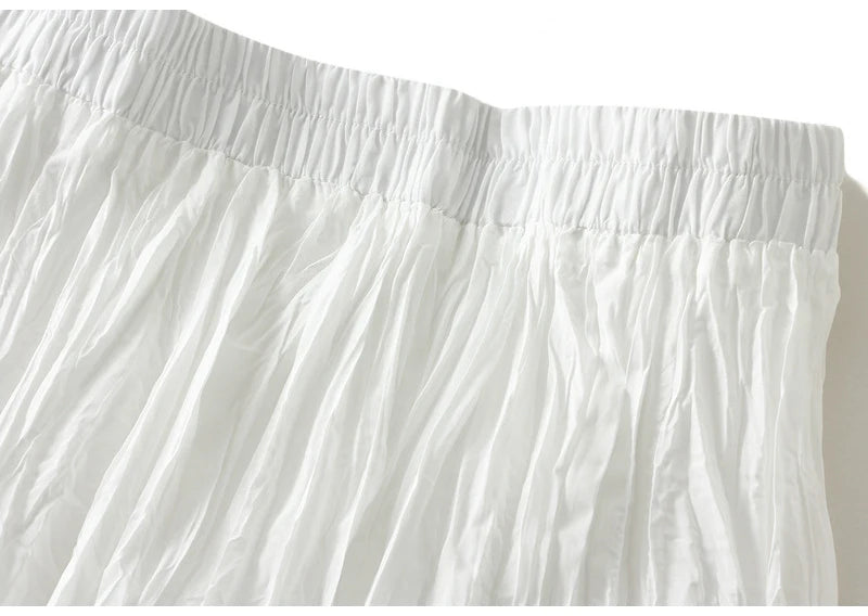 Women's Pleated Maxi Skirt – Elegant A-Line Beach Style