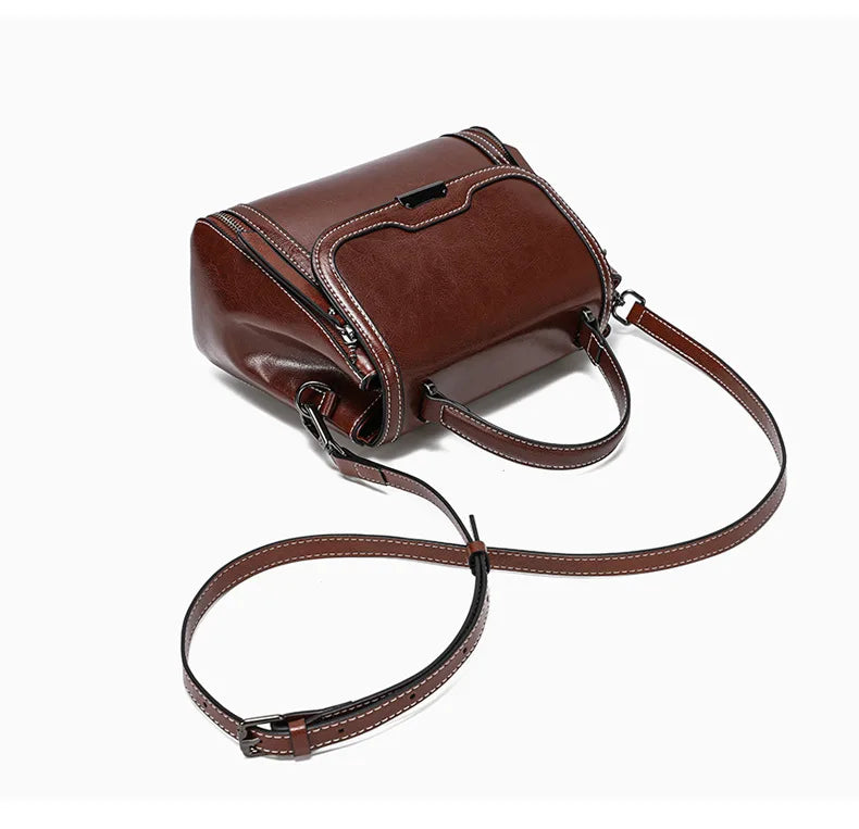 Cowhide Women's Tote Bag 2024 New Luxury Genuine Leather Shoulder Crossbody Bags High Quality Vintage Female Handbag 6241