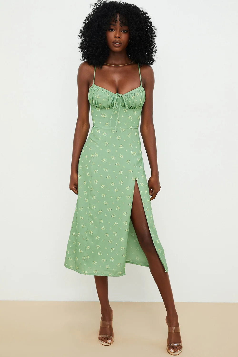 Women's Floral V-Neck Bodycon Maxi Dress