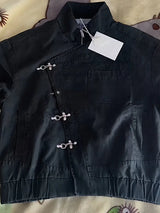 Women' S Vintage Autumn Winter Jacket Airplane Buckle Loose Lapel Coat Full Sleeve Outwears 2025 New Lady High Streetwears