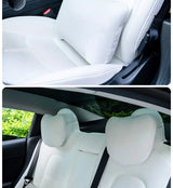 OULEX For Tesla Model 3 Y/Juniper Flocking/Leather Car Seat Neck Pillow Soft Memory Neck Pillow High-Quality Headrest Support