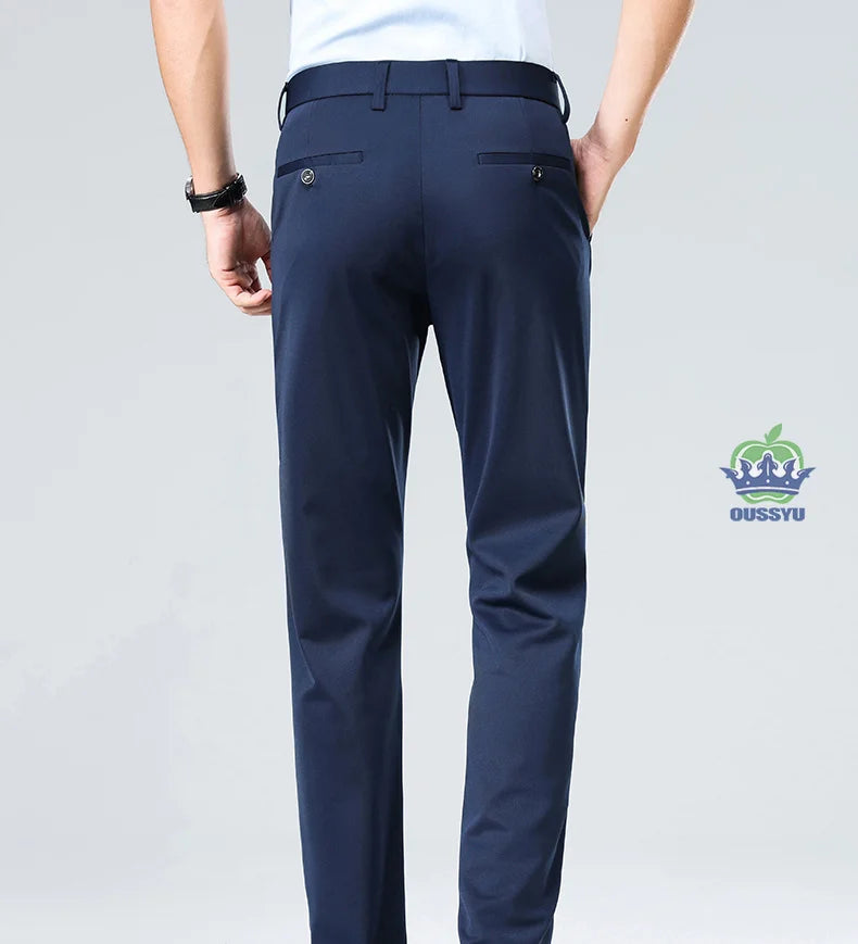 Men's Stretch Suit Pants — Slim Straight Business Formal Trousers
