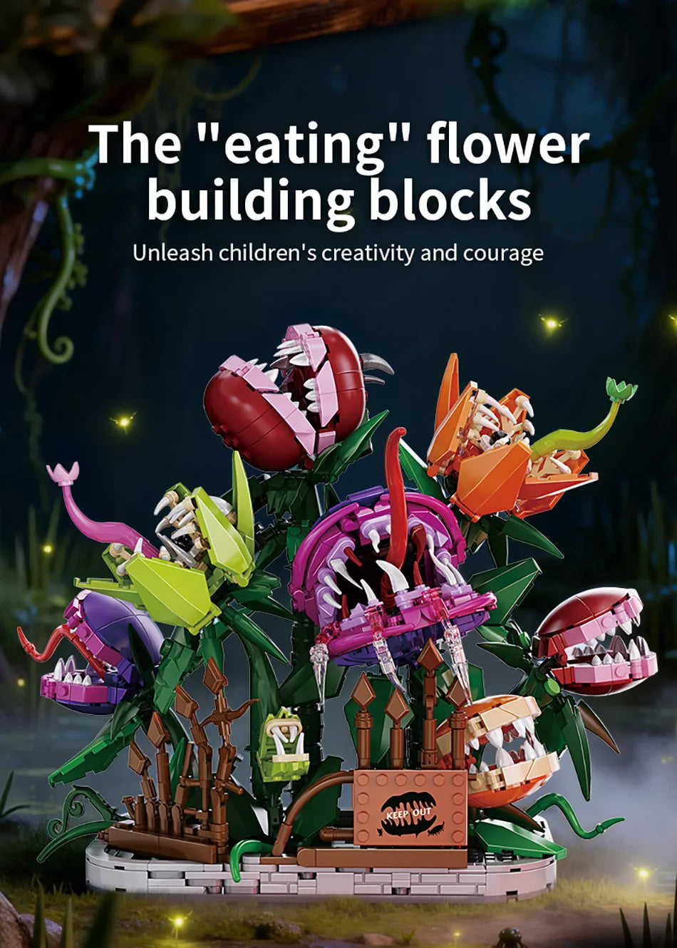 Creative 1266Pcs Carnivorous Plant Manor Building Blocks MOC Man-eating Flower Garden Bricks Home Decoration Toys Children Gift