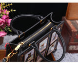 Vintage Luxury Leather Tote – Designer Cat Embroidery Shoulder Bag